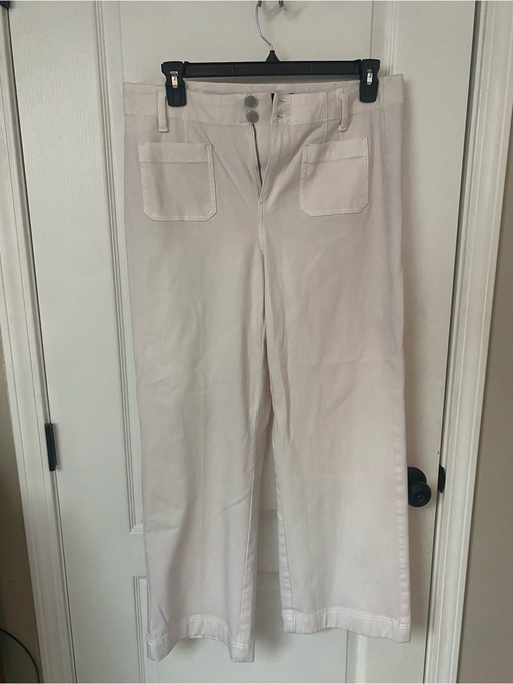 Talbots Cream Wide-Leg Jeans with Front Patch Pockets